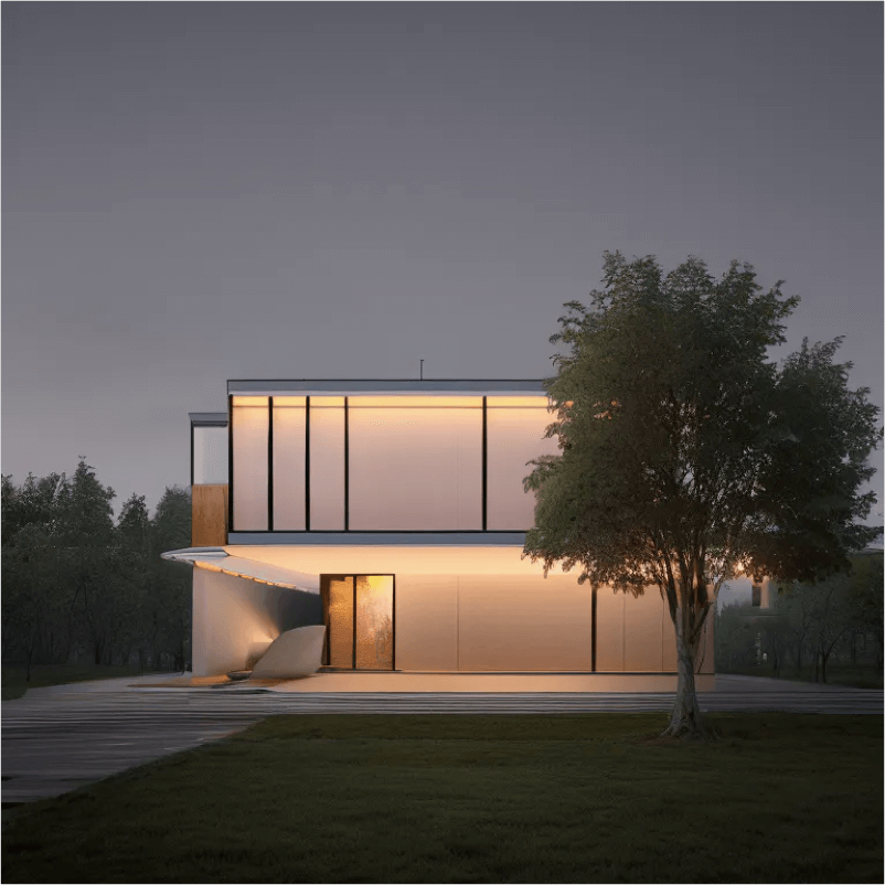 AI architectural render — urban penthouse full-height glazing